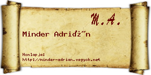 Minder Adrián névjegykártya